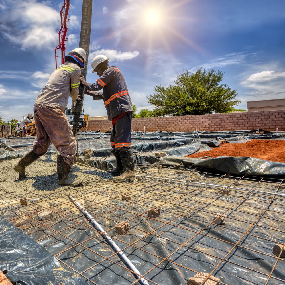 Timestamped jobsite capture of a concrete pour in progress, with GPS coordinates and service times recorded